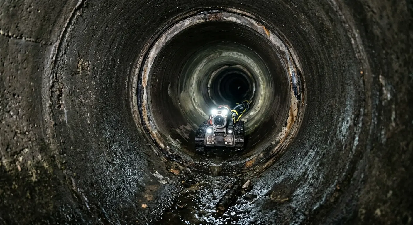 Robotic sewer camera inspecting pipe interior for Sewer Line Cleaning in Newberg
